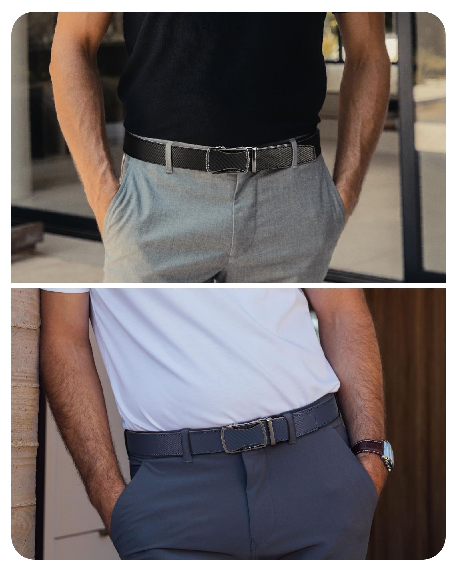 CHAOREN Leather Ratchet Belt Men 2 Pack - Customizable Fit, Effortless Style (35mm)