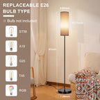FRIDEKO HOME 2 Pack Floor Lamps for Living Room, Dimmable Colors Temperature & Brightness, Modern Floor Lamp with Remote, Tall Standing Lamps for Living Room Bedroom Office, Beige Shade 9W Smart Bulb
