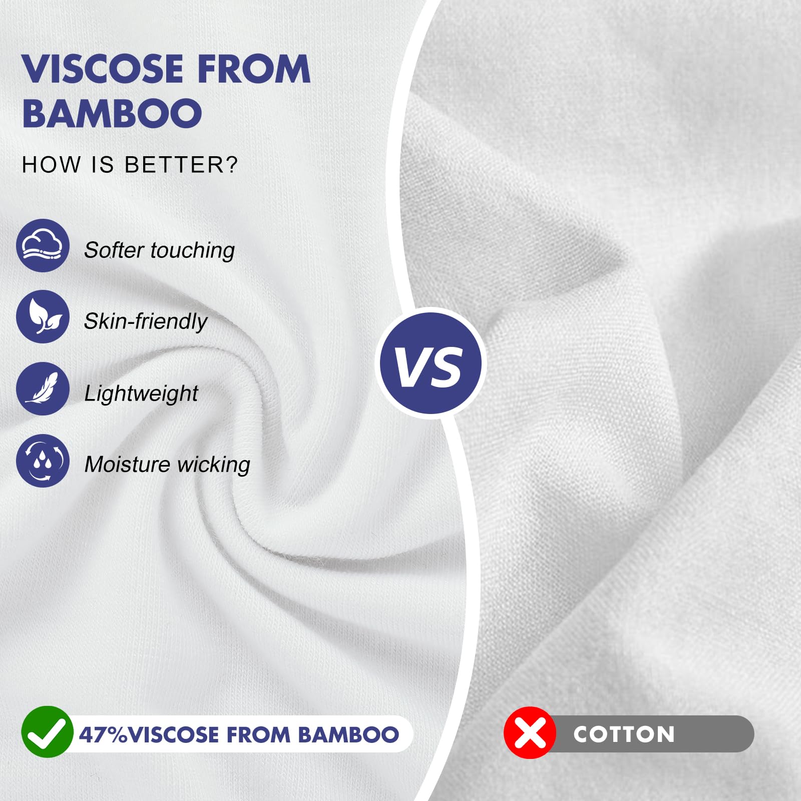 BAMBOO COOL Mens Undershirts Pack, Soft T Shirts for Men, Moisture Wicking Tees, Stretchy Breathable Crew Neck Inner Shirt