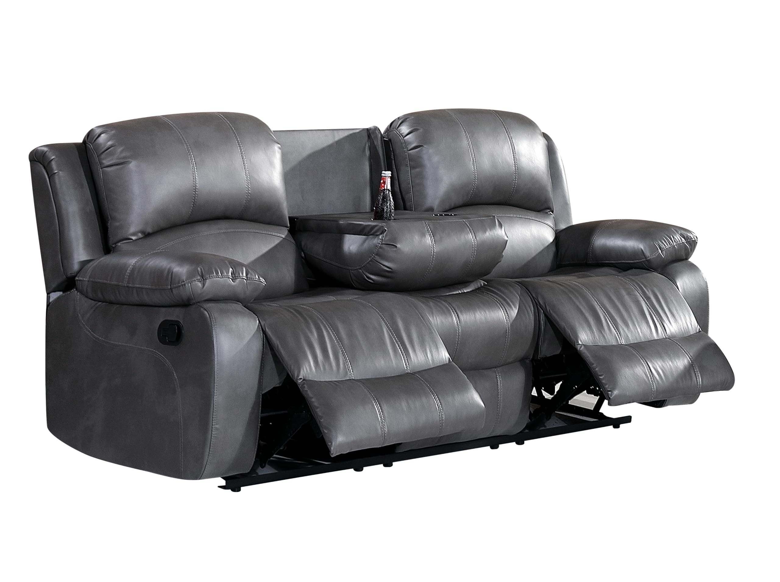 Betsy Furniture 3PC Faux Leather Reclining Couch Set, Living Room Furniture Set, Sofa, Loveseat, Glider, 8018 Multiple Colors (Gray, Sofa+Loveseat+Chair) | 8018