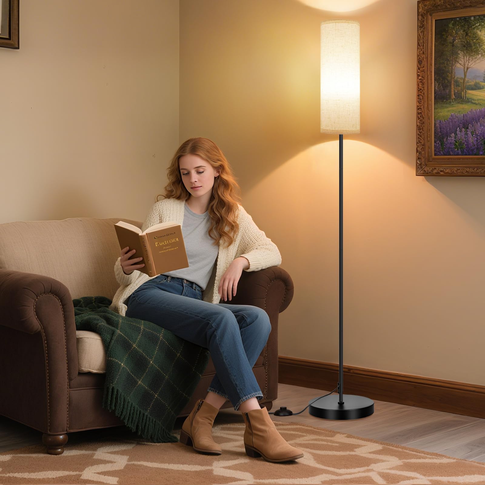 FRIDEKO HOME 2 Pack Floor Lamps for Living Room, Dimmable Colors Temperature & Brightness, Modern Floor Lamp with Remote, Tall Standing Lamps for Living Room Bedroom Office, Beige Shade 9W Smart Bulb
