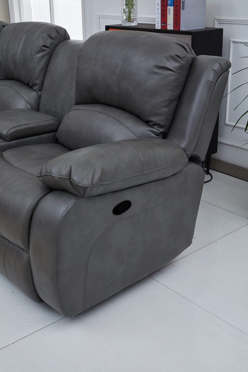 Betsy Furniture 3PC Faux Leather Reclining Couch Set, Living Room Furniture Set, Sofa, Loveseat, Glider, 8018 Multiple Colors (Gray, Sofa+Loveseat+Chair) | 8018