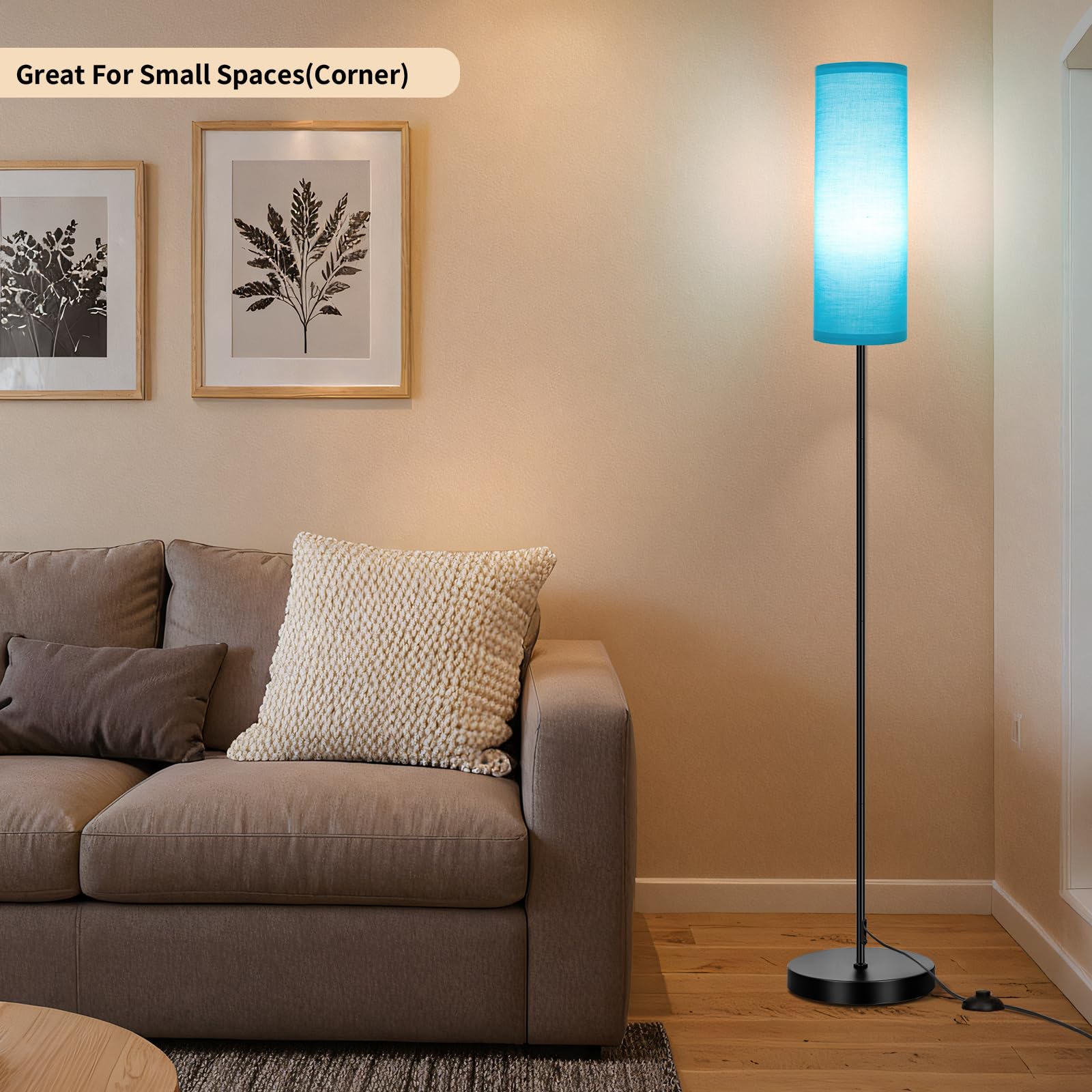 FRIDEKO HOME 2 Pack Floor Lamps for Living Room, Dimmable Colors Temperature & Brightness, Modern Floor Lamp with Remote, Tall Standing Lamps for Living Room Bedroom Office, Beige Shade 9W Smart Bulb