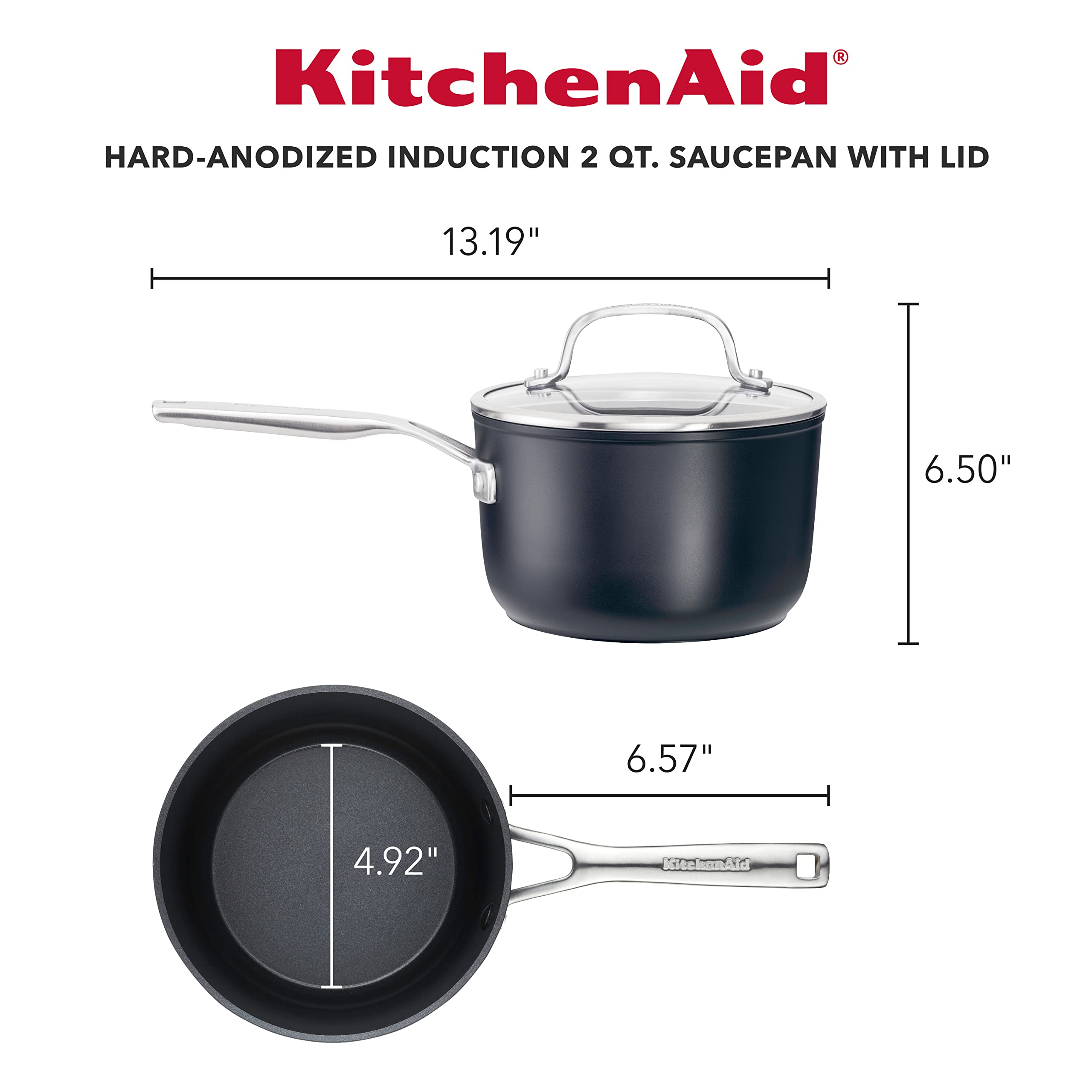 KitchenAid Hard-Anodized Induction Nonstick Cookware Pots and Pans Set, 10-Piece, Matte Black