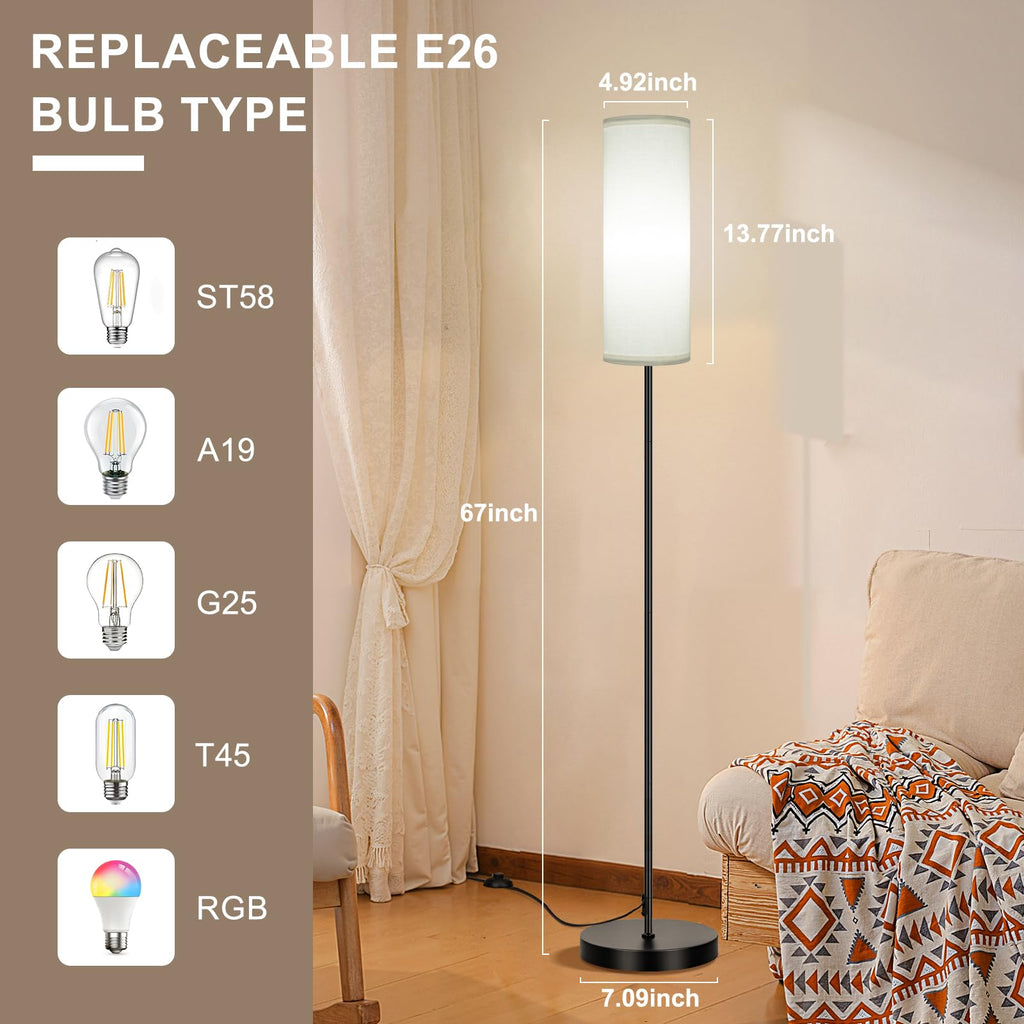 FRIDEKO HOME 2 Pack Floor Lamps for Living Room, Dimmable Colors Temperature & Brightness, Modern Floor Lamp with Remote, Tall Standing Lamps for Living Room Bedroom Office, Beige Shade 9W Smart Bulb