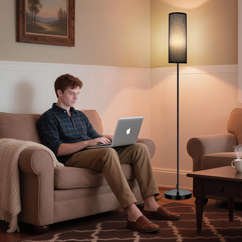 FRIDEKO HOME 2 Pack Floor Lamps for Living Room, Dimmable Colors Temperature & Brightness, Modern Floor Lamp with Remote, Tall Standing Lamps for Living Room Bedroom Office, Beige Shade 9W Smart Bulb