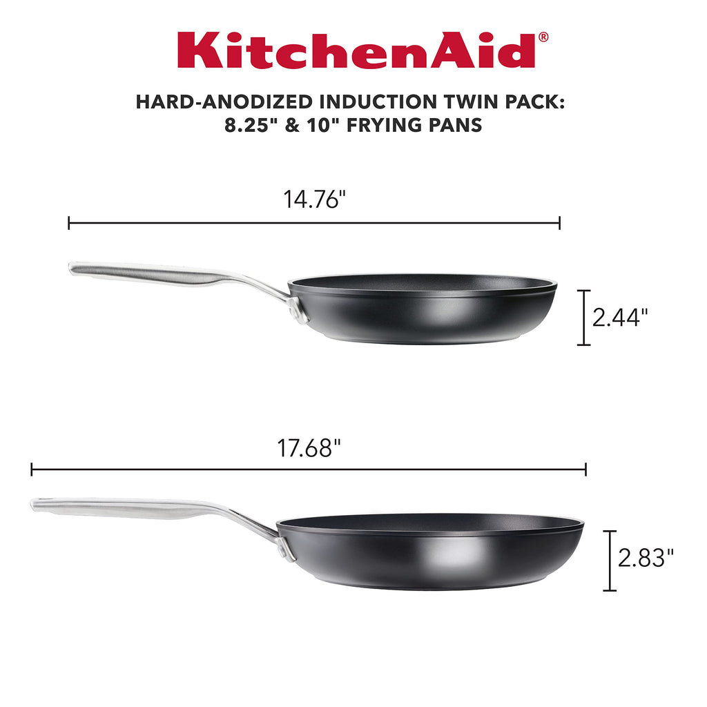 KitchenAid Hard-Anodized Induction Nonstick Cookware Pots and Pans Set, 10-Piece, Matte Black