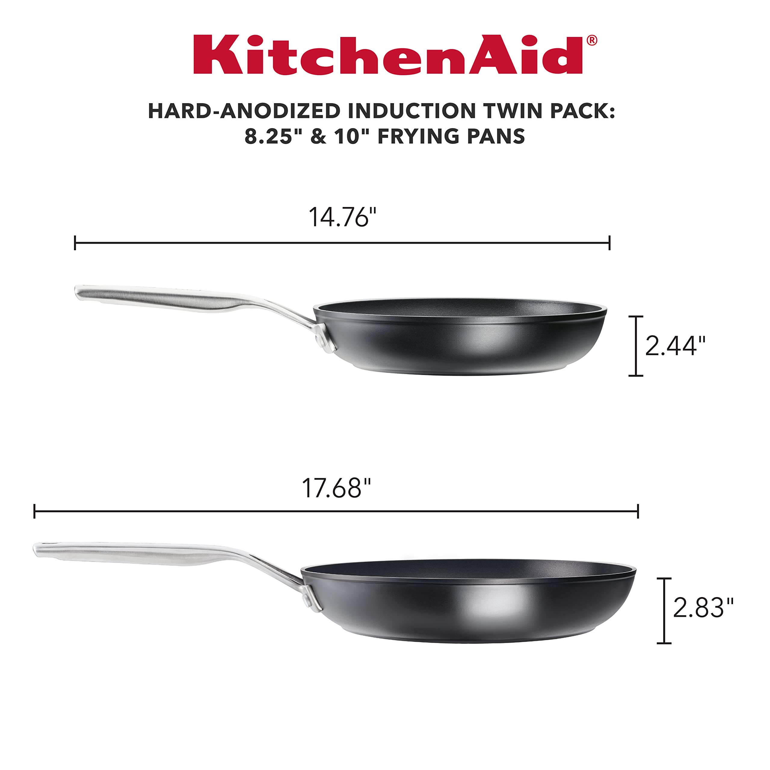 KitchenAid Hard-Anodized Induction Nonstick Cookware Pots and Pans Set, 10-Piece, Matte Black