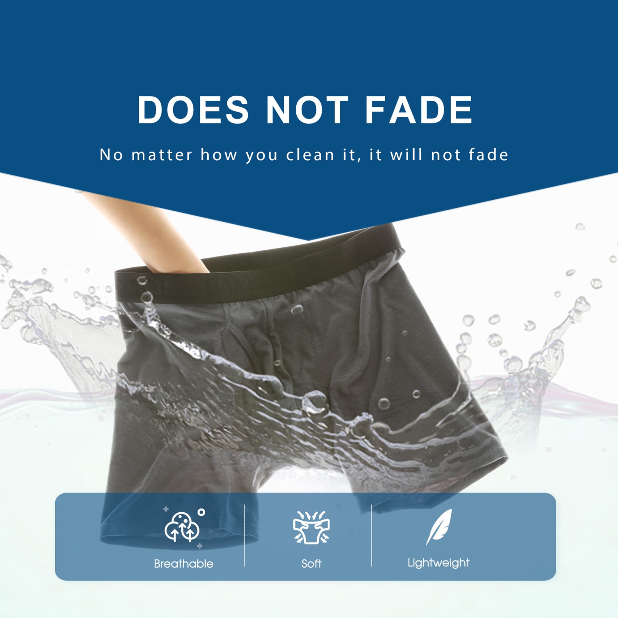BAMBOO COOL Men's Underwear Breathable Boxer Briefs with Fly Moisture-Wicking Lightweight Underwear 7-Pack