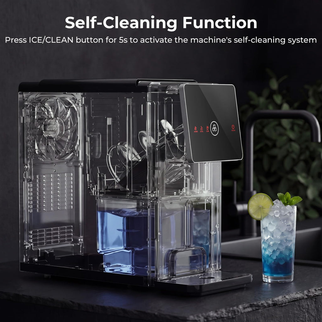 Antarctic Star Nugget Ice Maker Countertop, 33 Lbs/24H, Automatic Ice Dispenser, Self-Cleaning Portable Ice Machine, 1.8L Water Tank, Touch Screen & Auto Ice Drop, for Home/Office/Kitchen