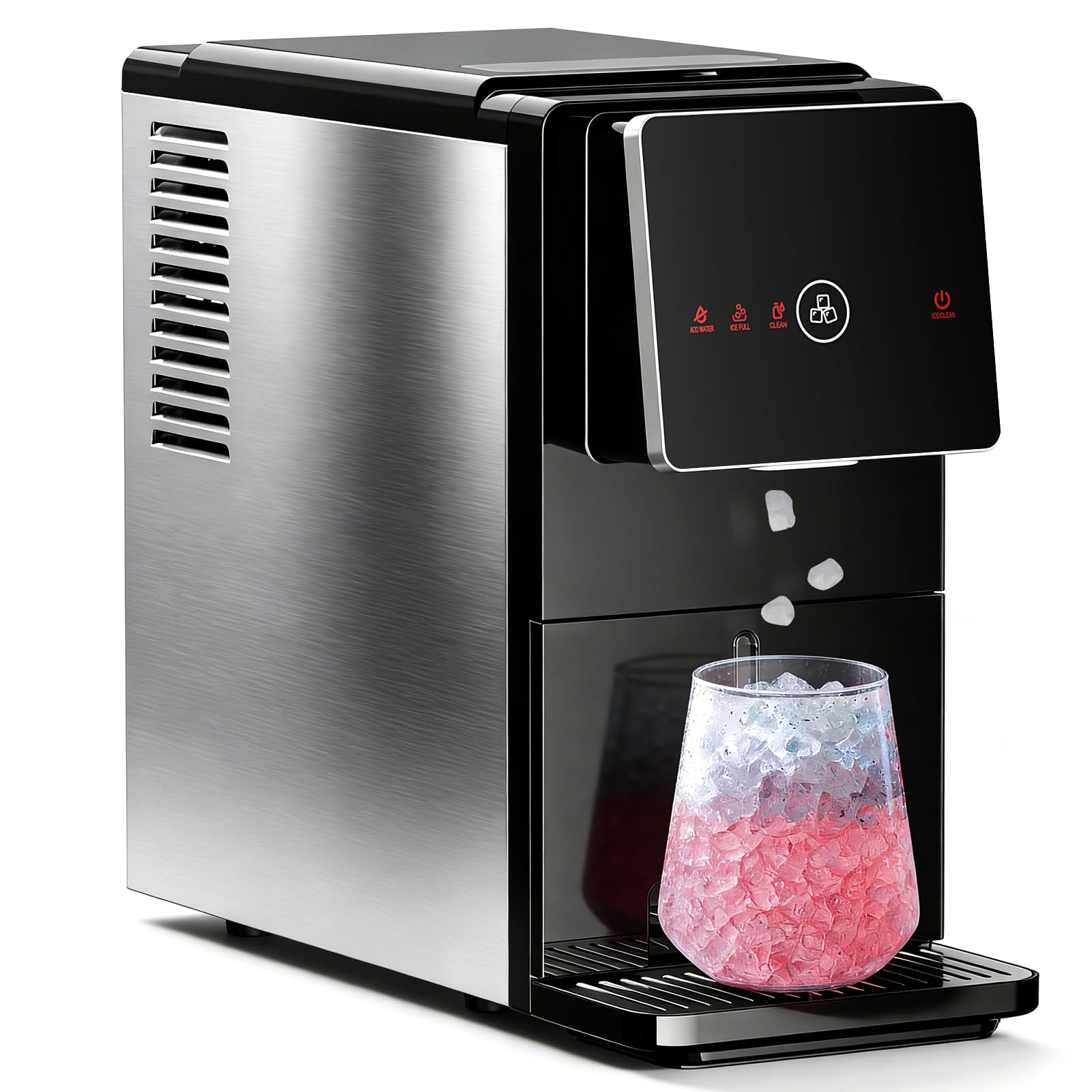Antarctic Star Nugget Ice Maker Countertop, 33 Lbs/24H, Automatic Ice Dispenser, Self-Cleaning Portable Ice Machine, 1.8L Water Tank, Touch Screen & Auto Ice Drop, for Home/Office/Kitchen