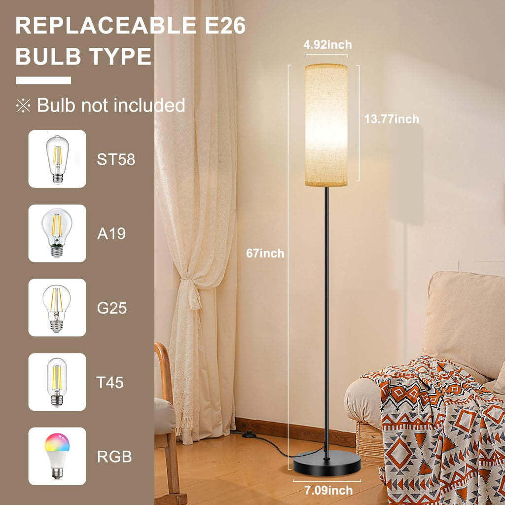 FRIDEKO HOME 2 Pack Floor Lamps for Living Room, Dimmable Colors Temperature & Brightness, Modern Floor Lamp with Remote, Tall Standing Lamps for Living Room Bedroom Office, Beige Shade 9W Smart Bulb