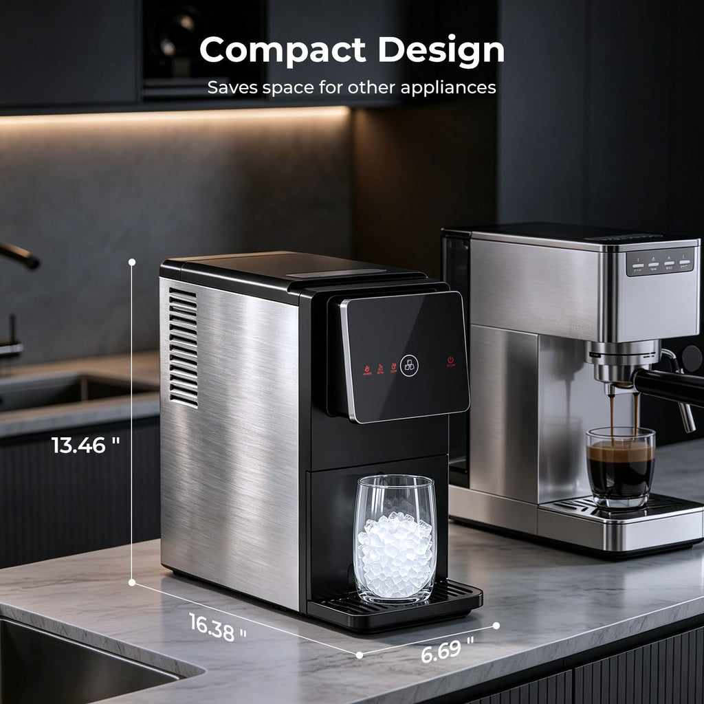Antarctic Star Nugget Ice Maker Countertop, 33 Lbs/24H, Automatic Ice Dispenser, Self-Cleaning Portable Ice Machine, 1.8L Water Tank, Touch Screen & Auto Ice Drop, for Home/Office/Kitchen