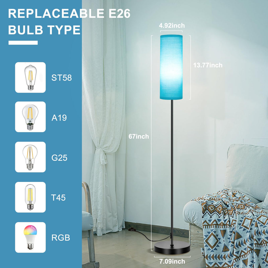 FRIDEKO HOME 2 Pack Floor Lamps for Living Room, Dimmable Colors Temperature & Brightness, Modern Floor Lamp with Remote, Tall Standing Lamps for Living Room Bedroom Office, Beige Shade 9W Smart Bulb