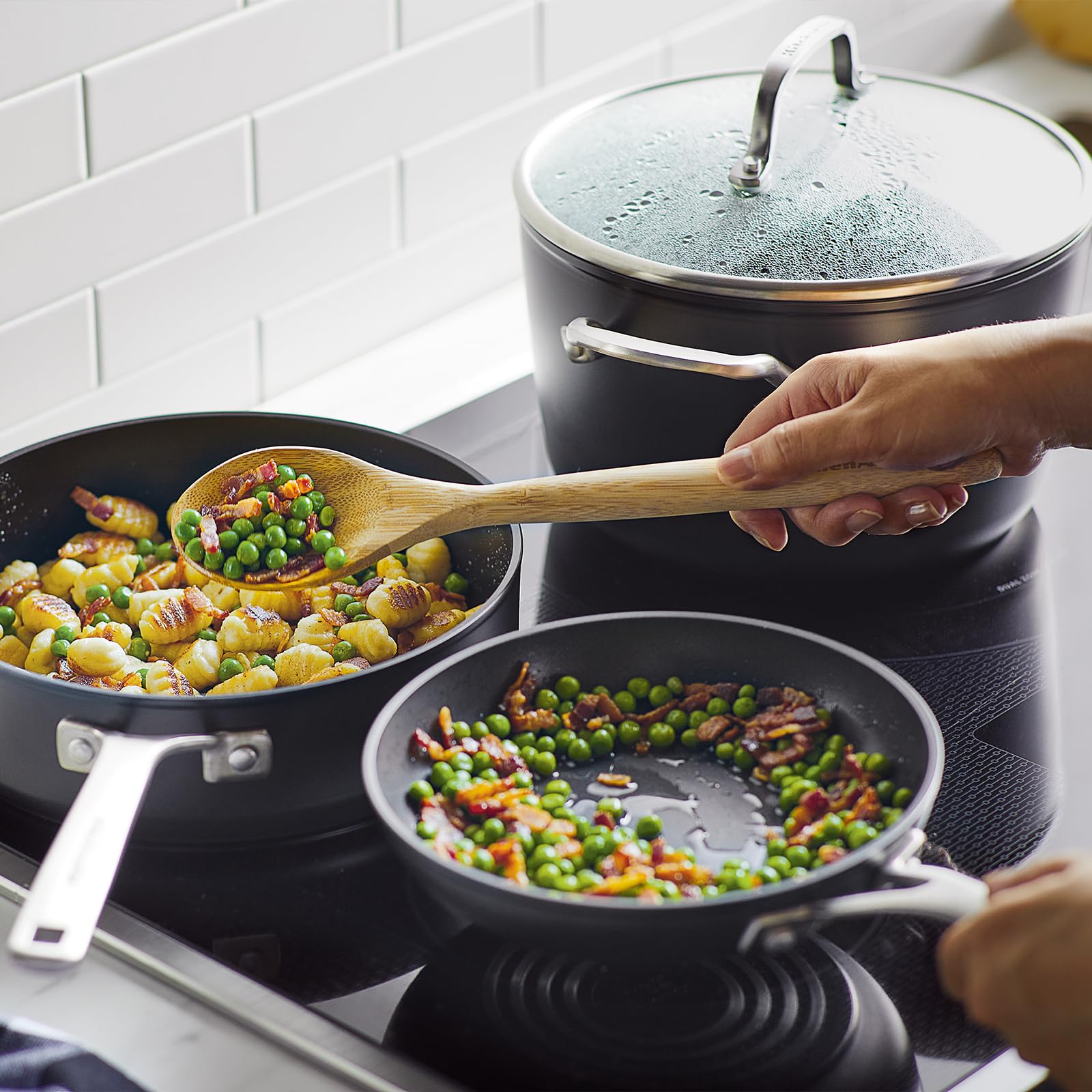 KitchenAid Hard-Anodized Induction Nonstick Cookware Pots and Pans Set, 10-Piece, Matte Black