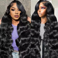 30 Inch Body Wave Lace Front Wigs Human Hair 200 Density 13x6 HD Lace Frontal Wigs Pre Plucked Glueless Brazilian Virgin Human Wig with Baby Hair Body Wave wigs for Women Natural Black
