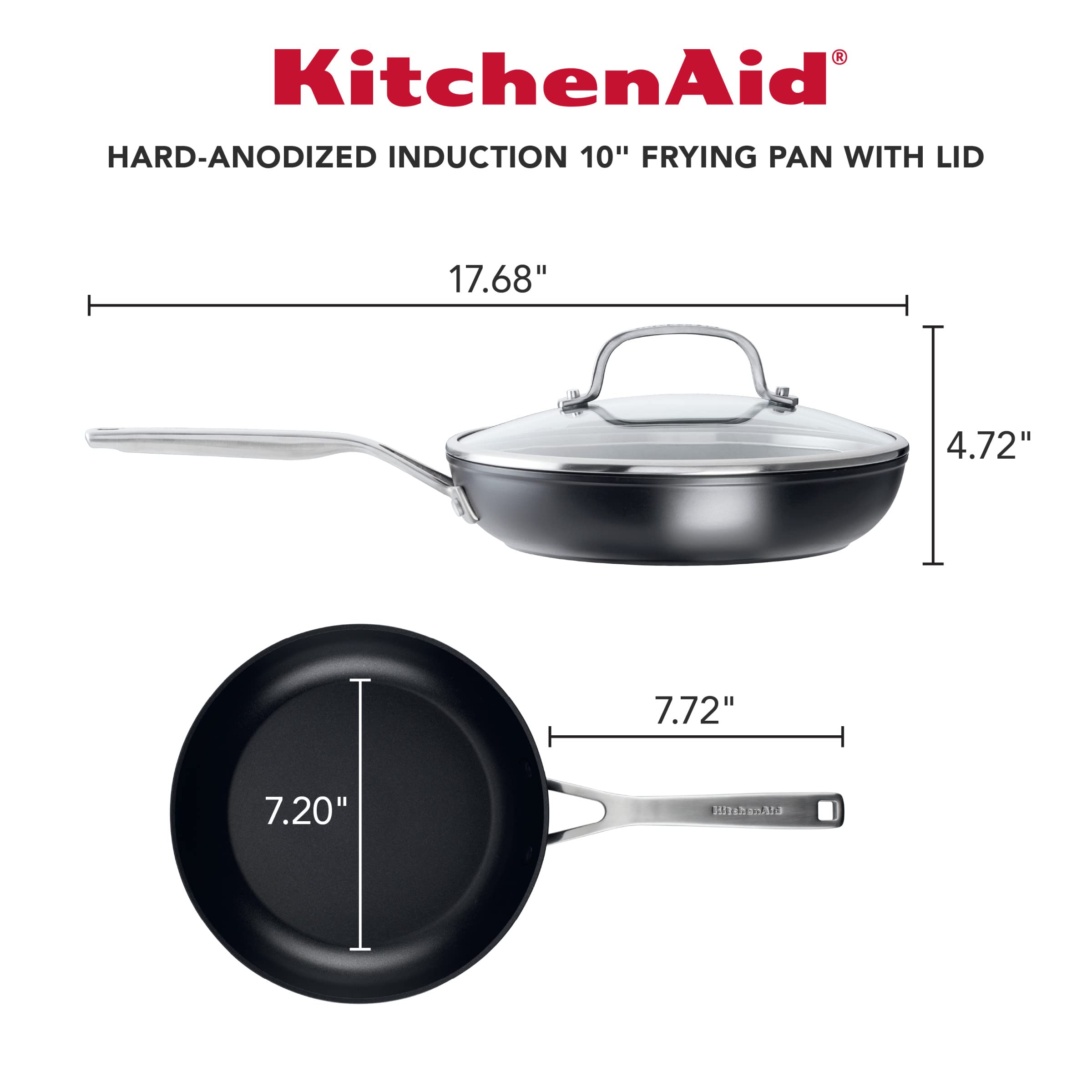 KitchenAid Hard-Anodized Induction Nonstick Cookware Pots and Pans Set, 10-Piece, Matte Black