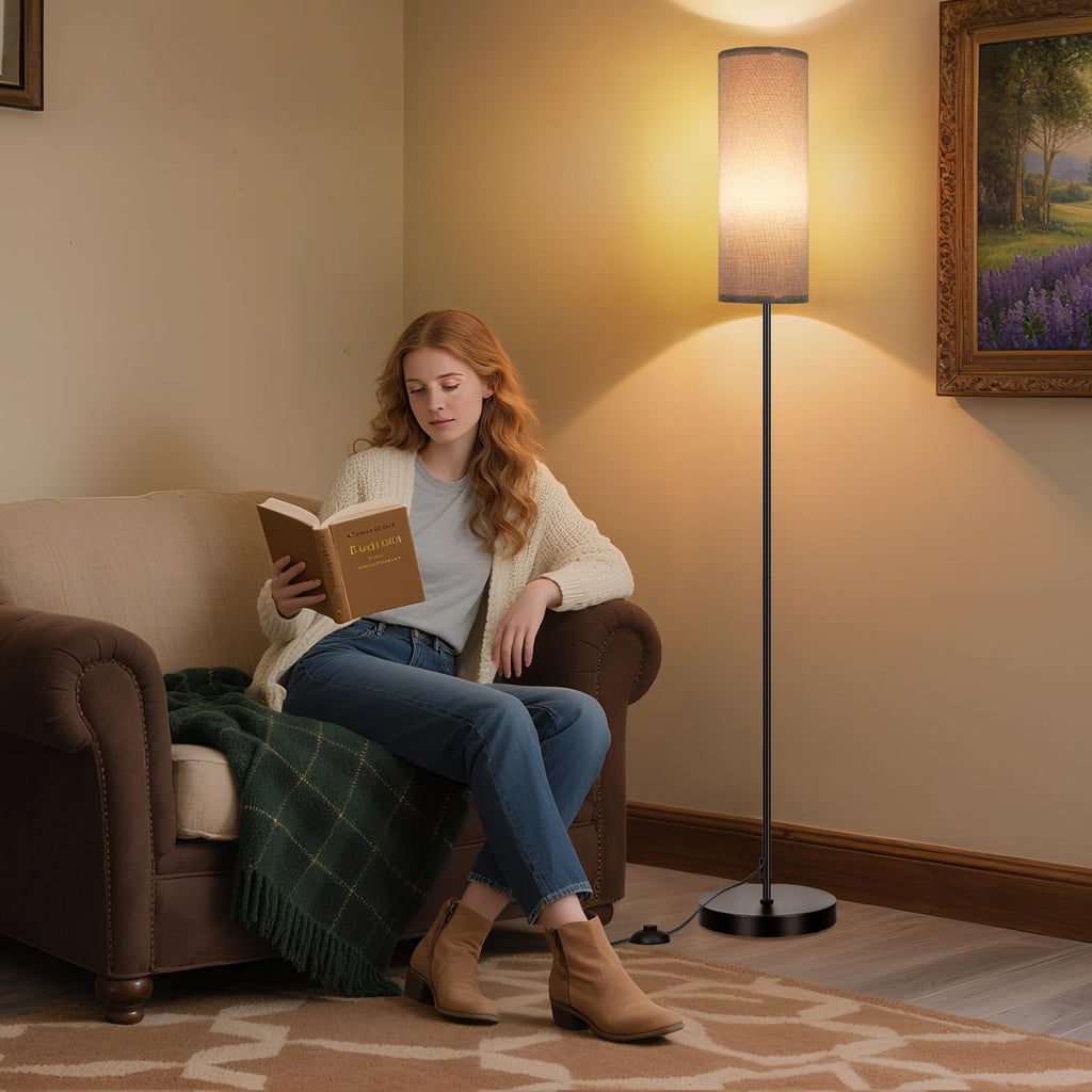 FRIDEKO HOME 2 Pack Floor Lamps for Living Room, Dimmable Colors Temperature & Brightness, Modern Floor Lamp with Remote, Tall Standing Lamps for Living Room Bedroom Office, Beige Shade 9W Smart Bulb