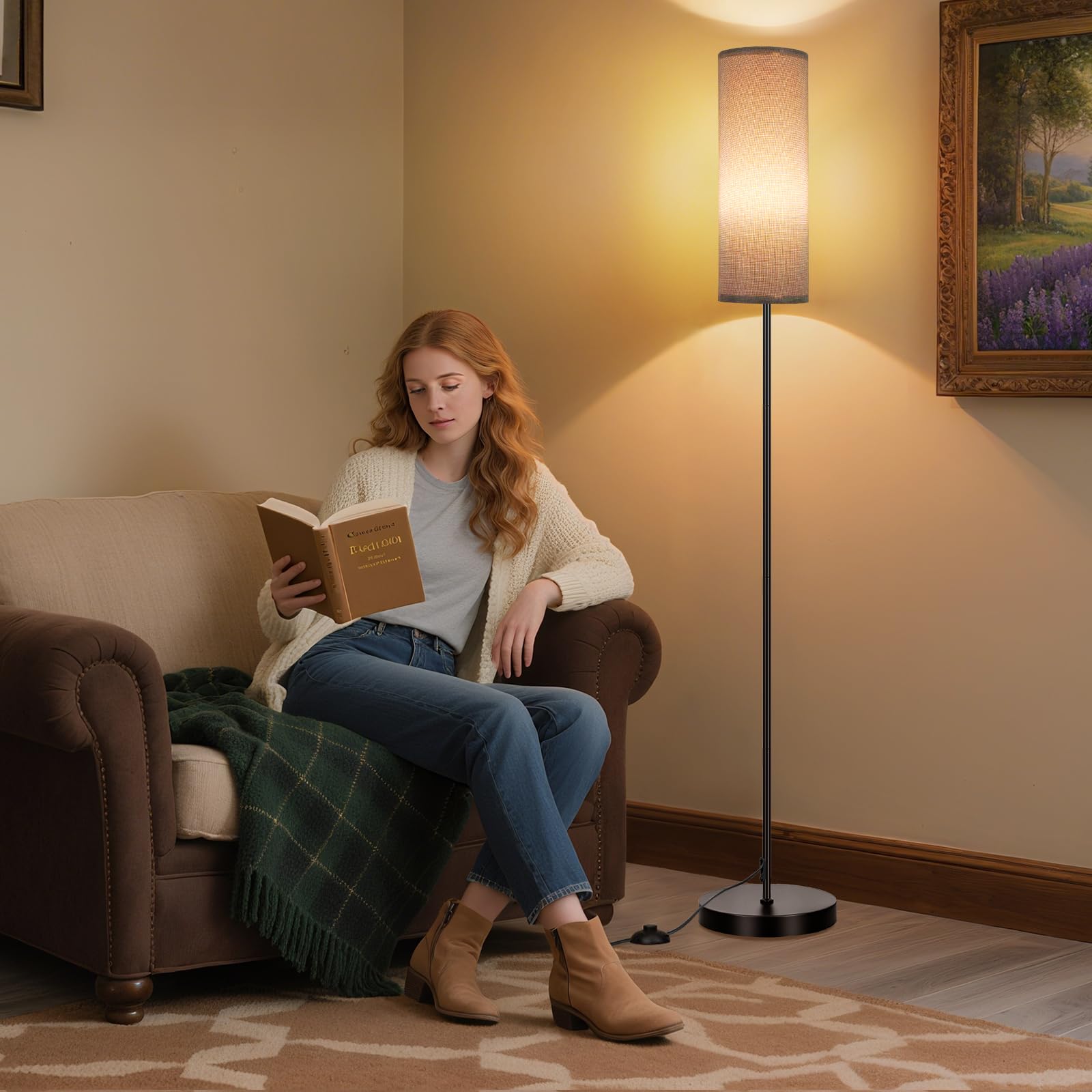FRIDEKO HOME 2 Pack Floor Lamps for Living Room, Dimmable Colors Temperature & Brightness, Modern Floor Lamp with Remote, Tall Standing Lamps for Living Room Bedroom Office, Beige Shade 9W Smart Bulb