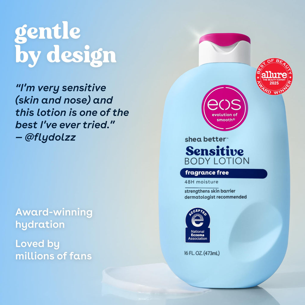 eos Shea Better Body Lotion Vanilla Cashmere, 24-Hour Moisture Skin Care, Lightweight & Non-Greasy, Natural Shea, Vegan, Vanilla Body Lotion, 16 fl oz
