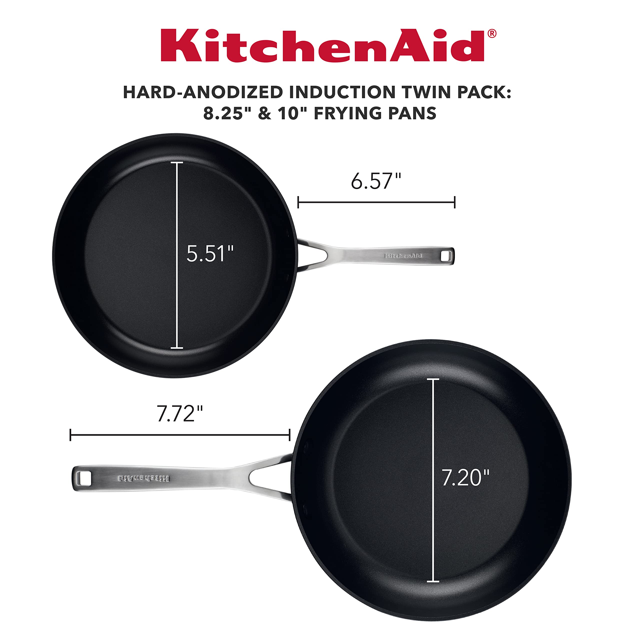 KitchenAid Hard-Anodized Induction Nonstick Cookware Pots and Pans Set, 10-Piece, Matte Black