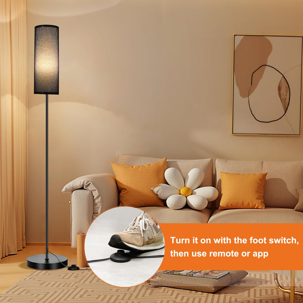 FRIDEKO HOME 2 Pack Floor Lamps for Living Room, Dimmable Colors Temperature & Brightness, Modern Floor Lamp with Remote, Tall Standing Lamps for Living Room Bedroom Office, Beige Shade 9W Smart Bulb