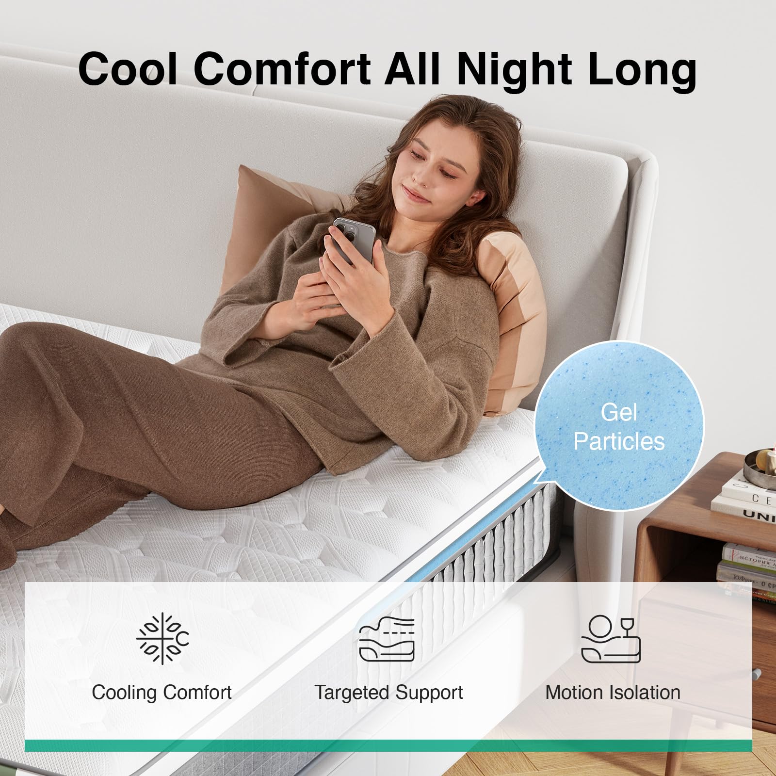 Novilla 14 Inch Queen Size Mattress,Hybrid Queen Mattress with Gel Memory Foam, Cool-to-Touch Nylon Blend & Pocketed Coils for Adaptive Body Support & Motion Isolation CertiPUR-US Certified