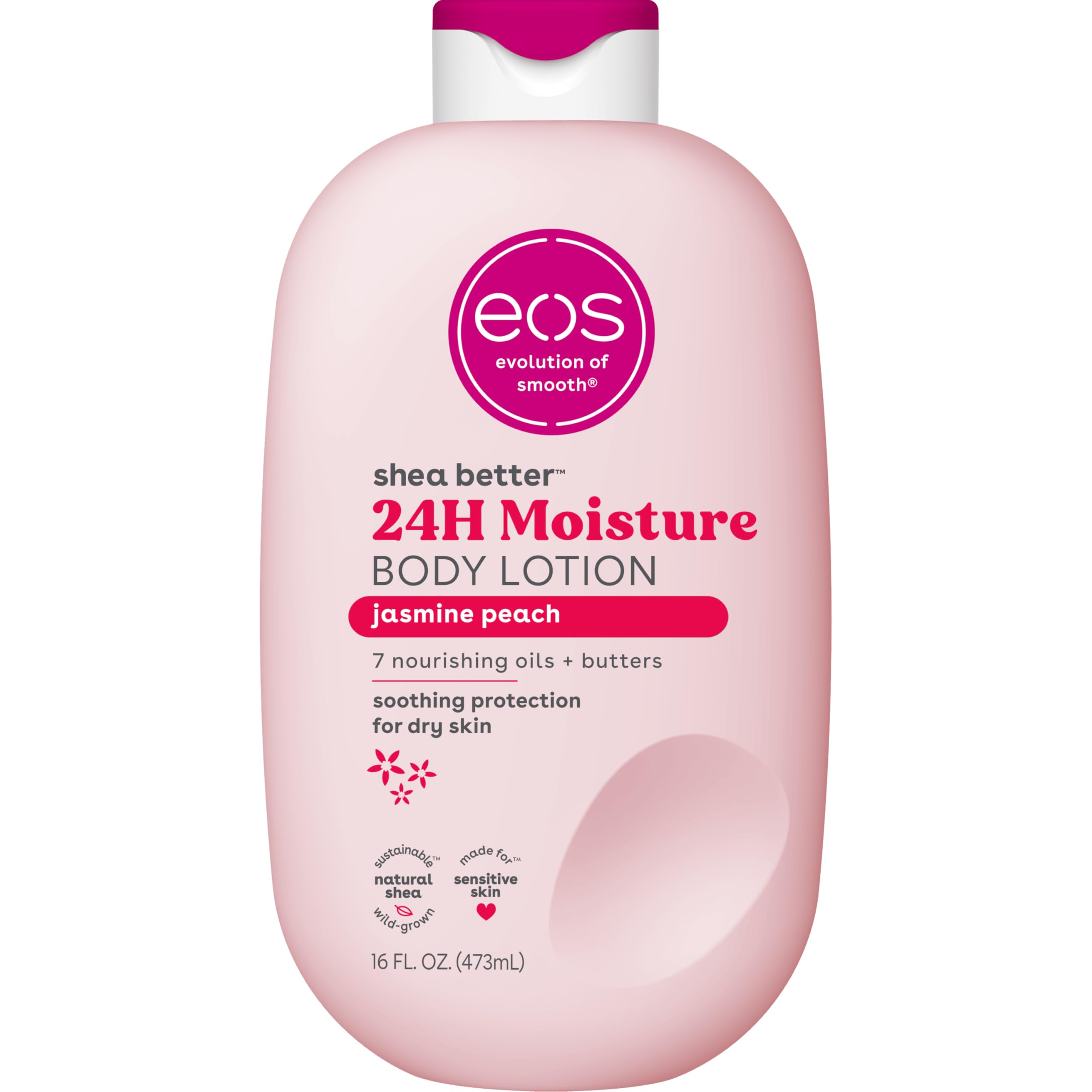 eos Shea Better Body Lotion Vanilla Cashmere, 24-Hour Moisture Skin Care, Lightweight & Non-Greasy, Natural Shea, Vegan, Vanilla Body Lotion, 16 fl oz
