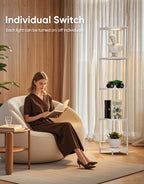 Corner Shelf with RGBCW LED Light, 64.5” Tall Floor Lamp Narrow Bookshelf Organizer, Standing Shelves with Metal Pole, Display Storage Rack for Wall Corner, Living Room, Bedroom, Office Décor, Black
