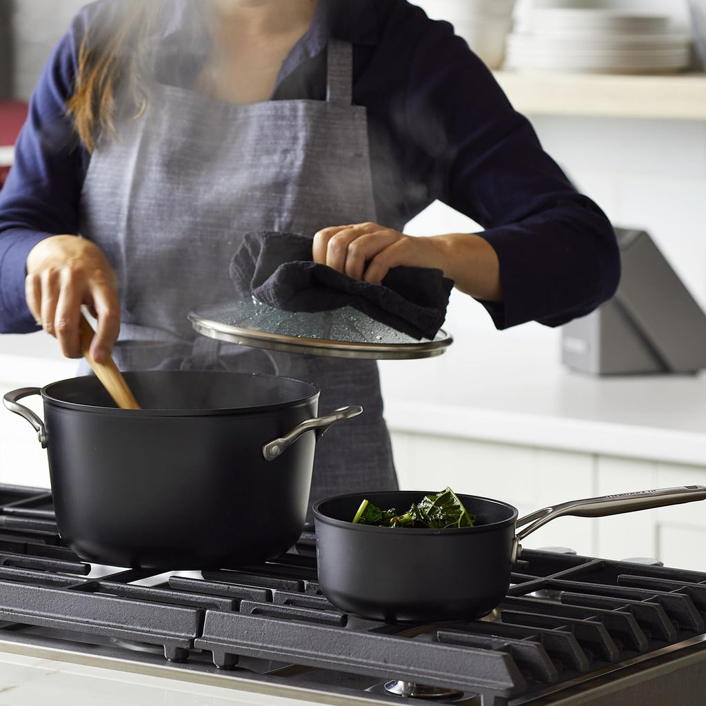 KitchenAid Hard-Anodized Induction Nonstick Cookware Pots and Pans Set, 10-Piece, Matte Black