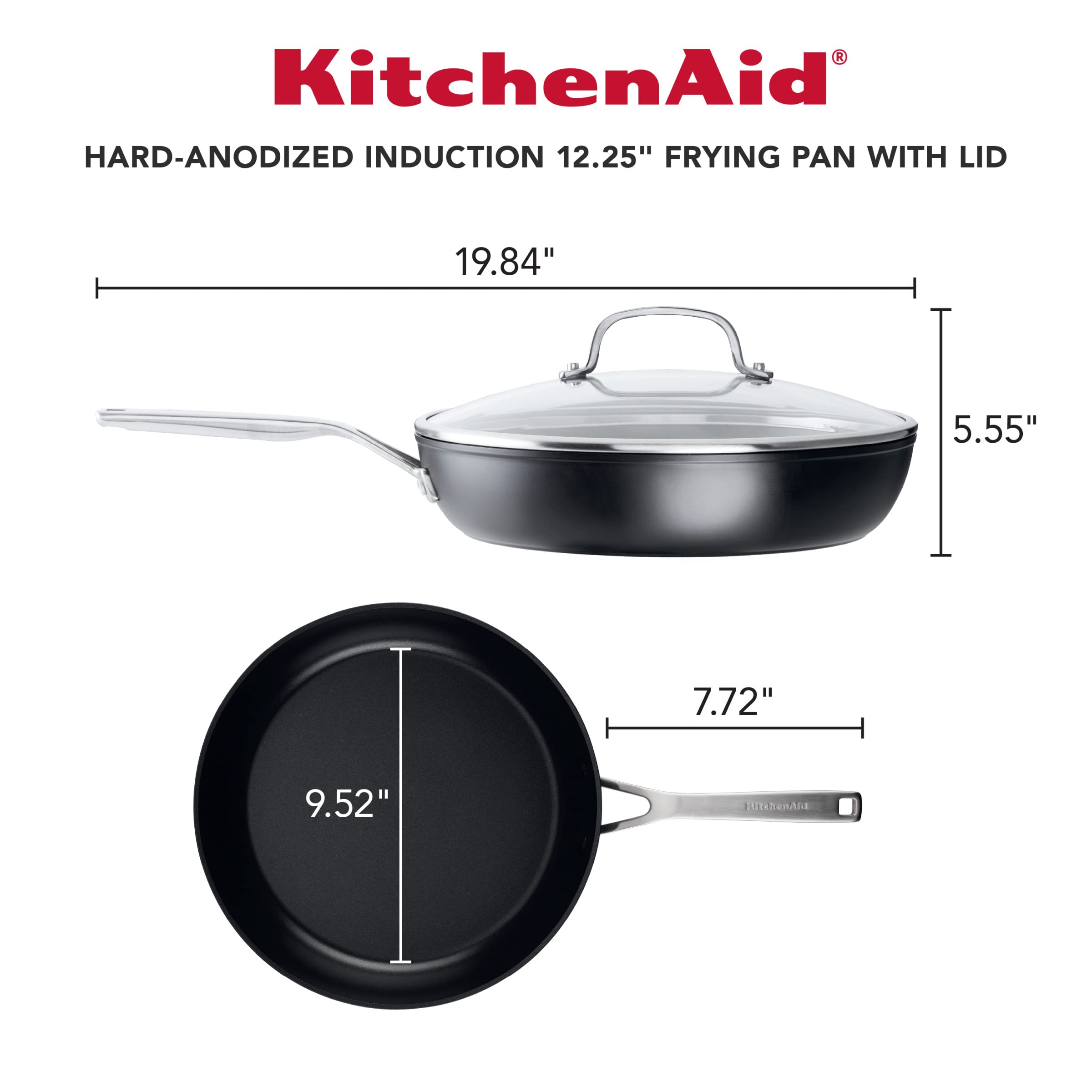 KitchenAid Hard-Anodized Induction Nonstick Cookware Pots and Pans Set, 10-Piece, Matte Black