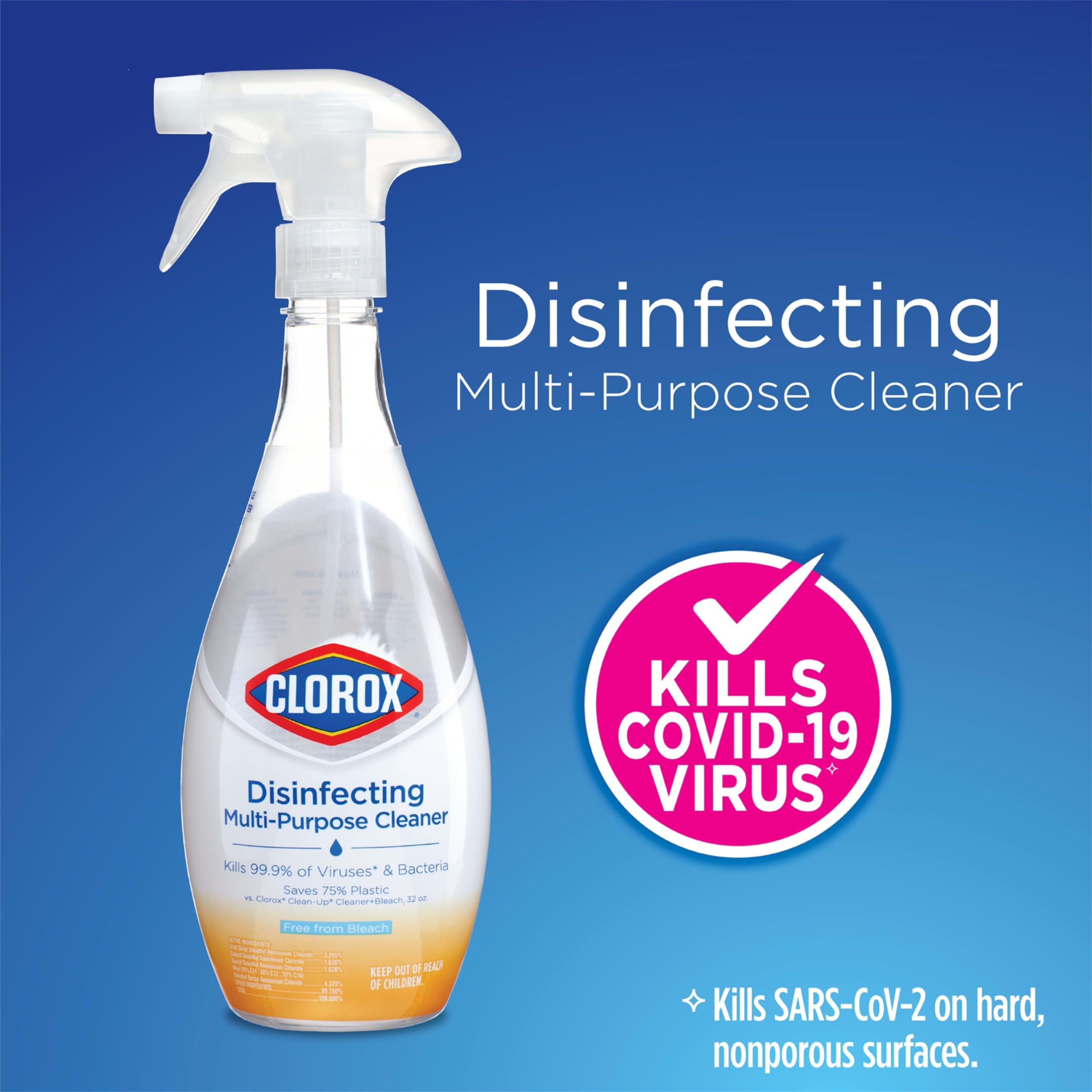 Clorox Disinfecting All-Purpose Cleaner 32 Oz and Bathroom Cleaner, Household Essentials, 30 Oz, Pack of 3