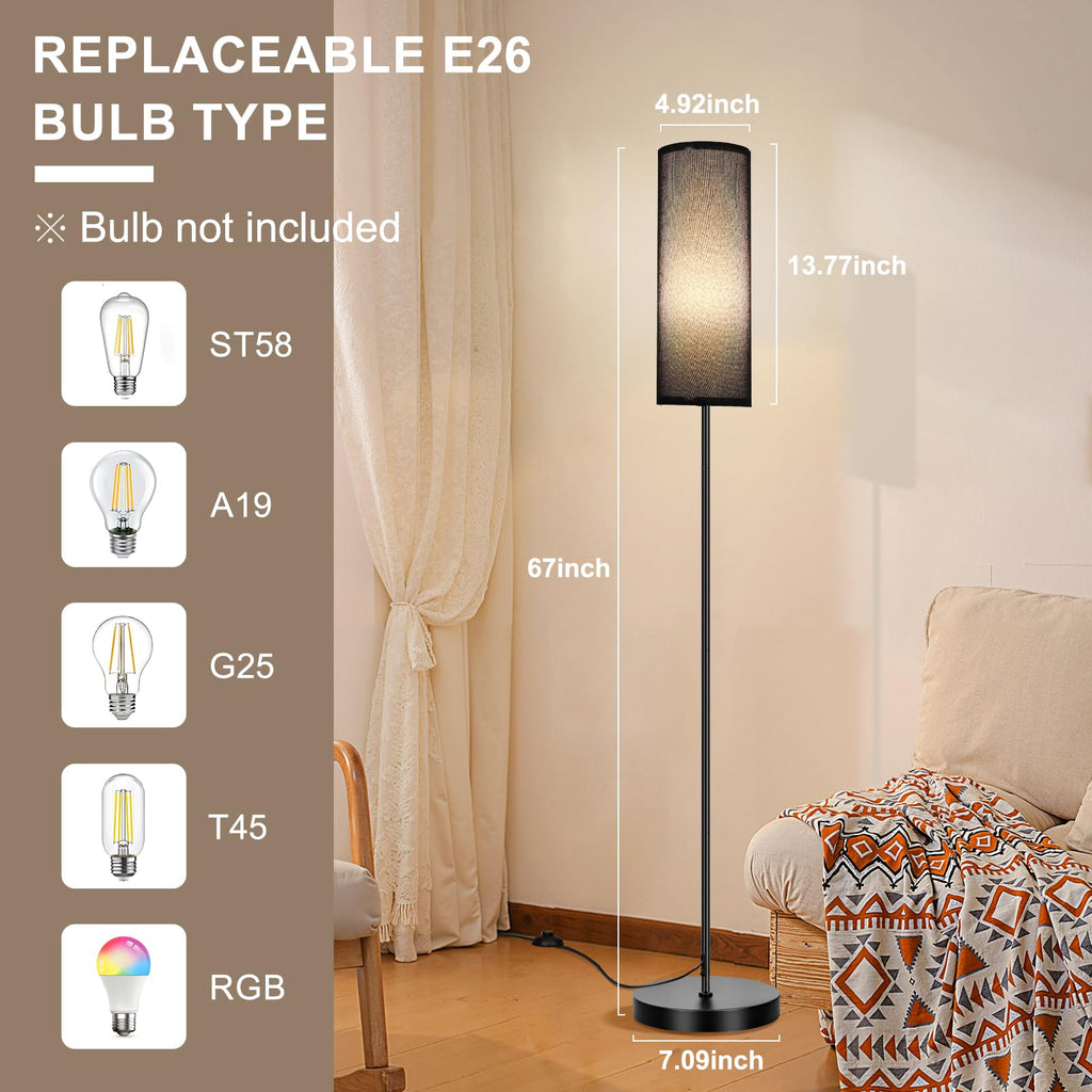 FRIDEKO HOME 2 Pack Floor Lamps for Living Room, Dimmable Colors Temperature & Brightness, Modern Floor Lamp with Remote, Tall Standing Lamps for Living Room Bedroom Office, Beige Shade 9W Smart Bulb