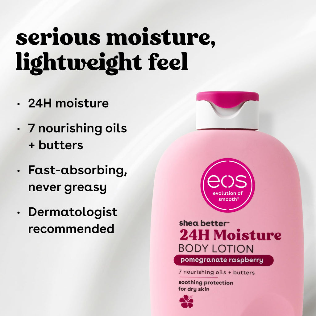 eos Shea Better Body Lotion Vanilla Cashmere, 24-Hour Moisture Skin Care, Lightweight & Non-Greasy, Natural Shea, Vegan, Vanilla Body Lotion, 16 fl oz