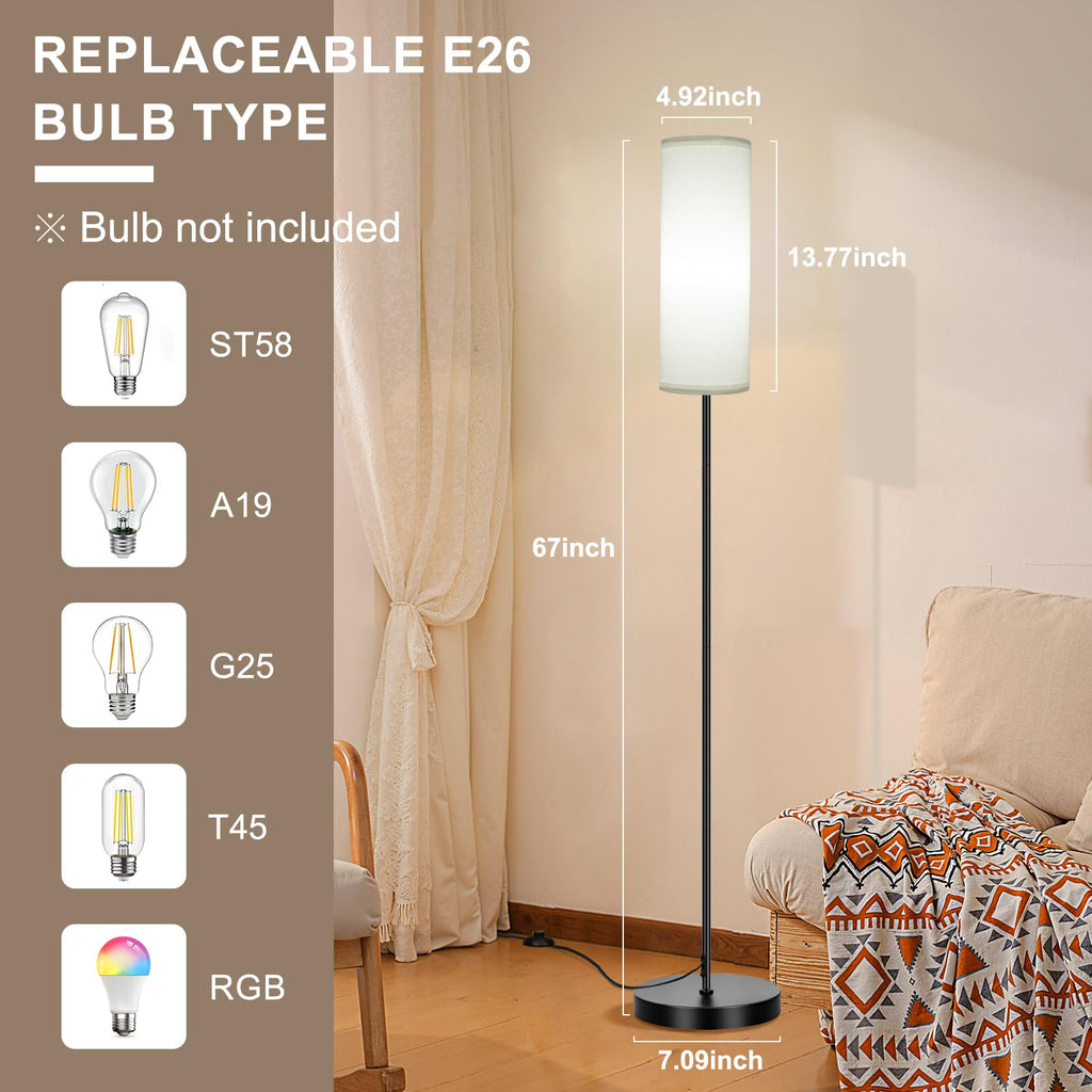 FRIDEKO HOME 2 Pack Floor Lamps for Living Room, Dimmable Colors Temperature & Brightness, Modern Floor Lamp with Remote, Tall Standing Lamps for Living Room Bedroom Office, Beige Shade 9W Smart Bulb