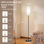 FRIDEKO HOME 2 Pack Floor Lamps for Living Room, Dimmable Colors Temperature & Brightness, Modern Floor Lamp with Remote, Tall Standing Lamps for Living Room Bedroom Office, Beige Shade 9W Smart Bulb
