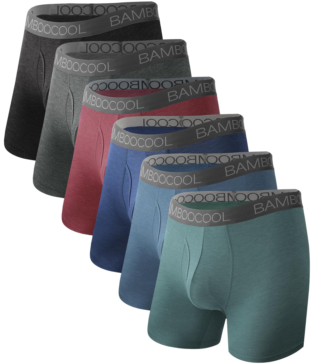 BAMBOO COOL Breathable Men's Underwear Modern Multipack Comfortsoft Moisture-Wicking Boxer Briefs 6 Pack