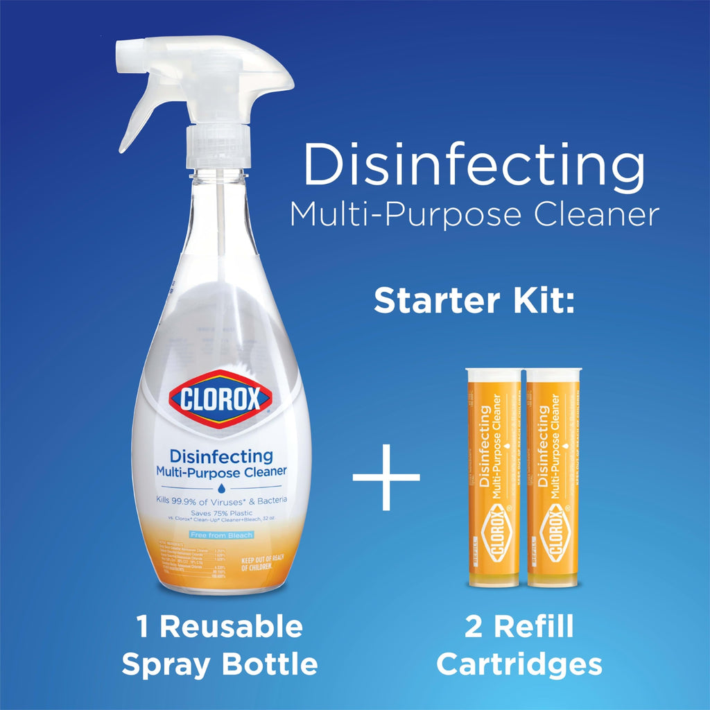 Clorox Disinfecting All-Purpose Cleaner 32 Oz and Bathroom Cleaner, Household Essentials, 30 Oz, Pack of 3