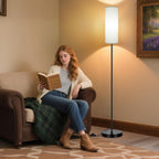FRIDEKO HOME 2 Pack Floor Lamps for Living Room, Dimmable Colors Temperature & Brightness, Modern Floor Lamp with Remote, Tall Standing Lamps for Living Room Bedroom Office, Beige Shade 9W Smart Bulb