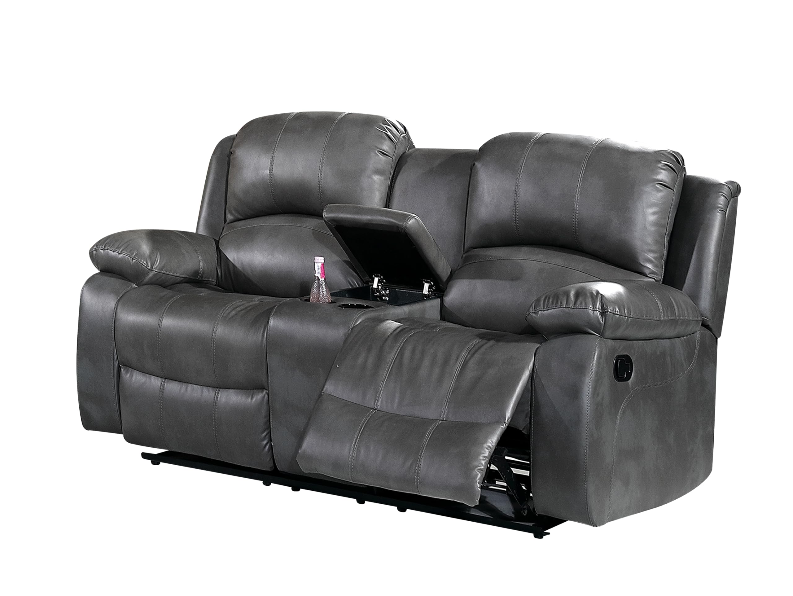 Betsy Furniture 3PC Faux Leather Reclining Couch Set, Living Room Furniture Set, Sofa, Loveseat, Glider, 8018 Multiple Colors (Gray, Sofa+Loveseat+Chair) | 8018