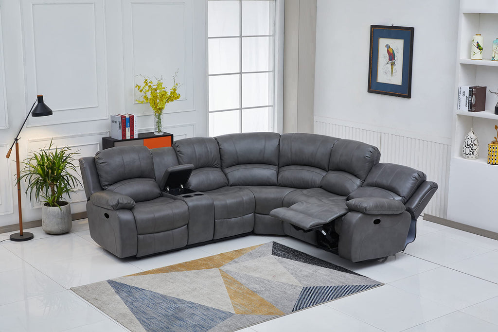 Betsy Furniture 3PC Faux Leather Reclining Couch Set, Living Room Furniture Set, Sofa, Loveseat, Glider, 8018 Multiple Colors (Gray, Sofa+Loveseat+Chair) | 8018