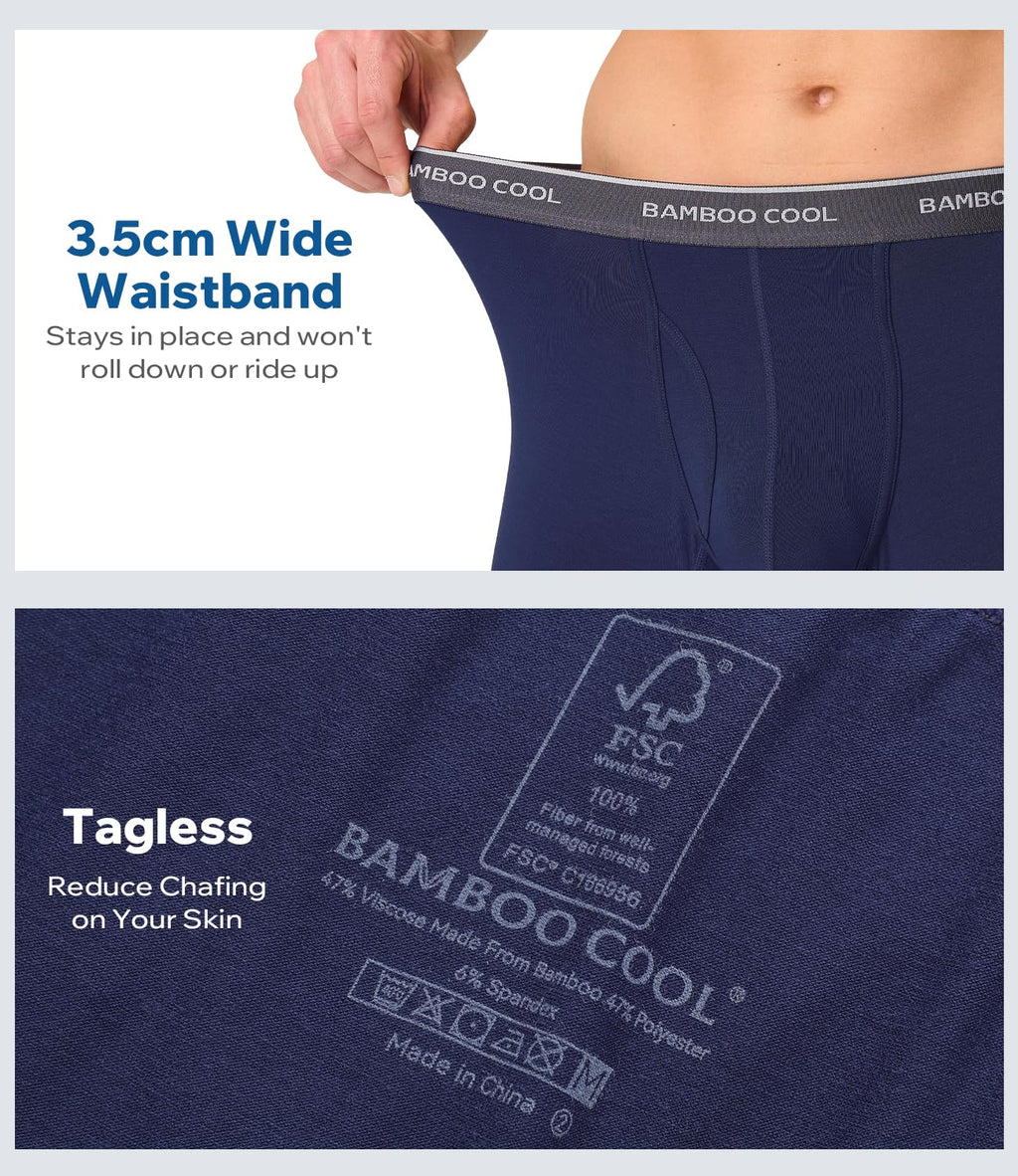 BAMBOO COOL Breathable Men's Underwear Modern Multipack Comfortsoft Moisture-Wicking Boxer Briefs 6 Pack