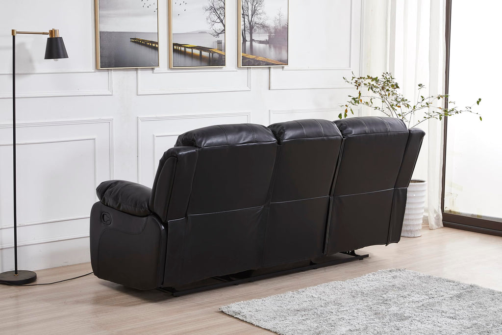 Betsy Furniture 3PC Faux Leather Reclining Couch Set, Living Room Furniture Set, Sofa, Loveseat, Glider, 8018 Multiple Colors (Gray, Sofa+Loveseat+Chair) | 8018
