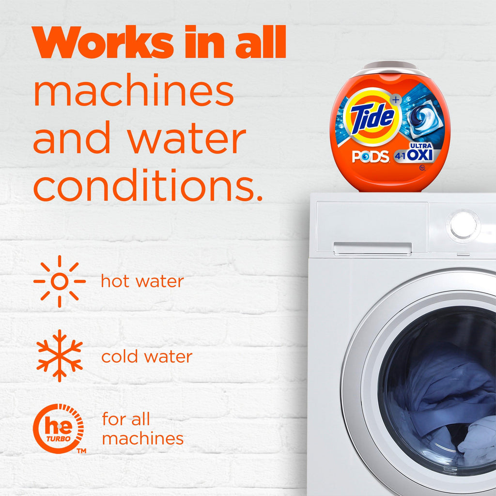 Tide 4-in-1 Ultra Oxi PODS Laundry Detergent Pacs, 85 Count, HE Compatible, Built in Pre-treater for Stains