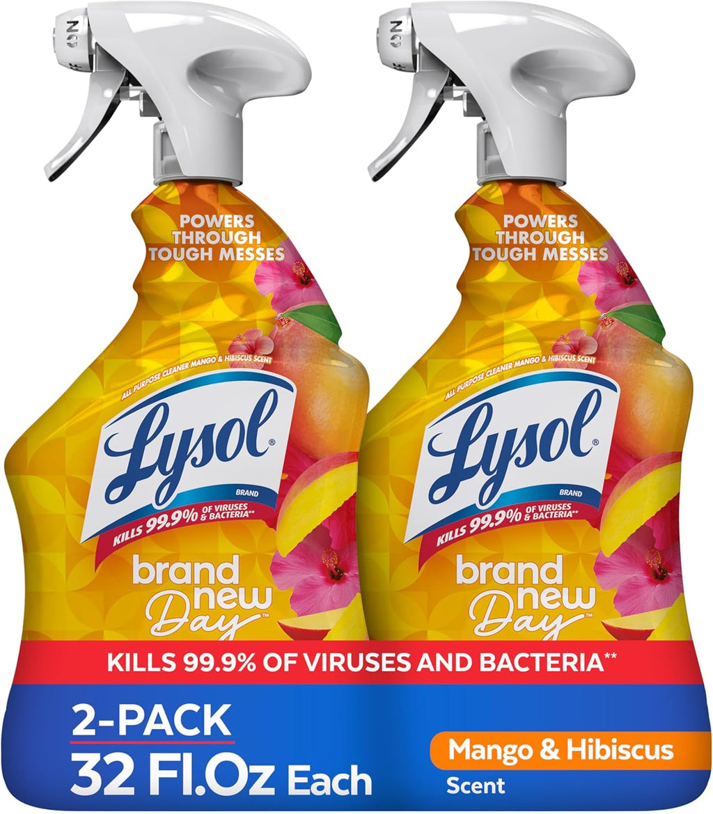Lysol All Purpose Cleaner Spray, Multi-Purpose Disinfecting Spray, Kitchen & Bathroom Cleaner, Lemon Breeze, Lavender, & Mango Scents, 32oz (Pack of 4)