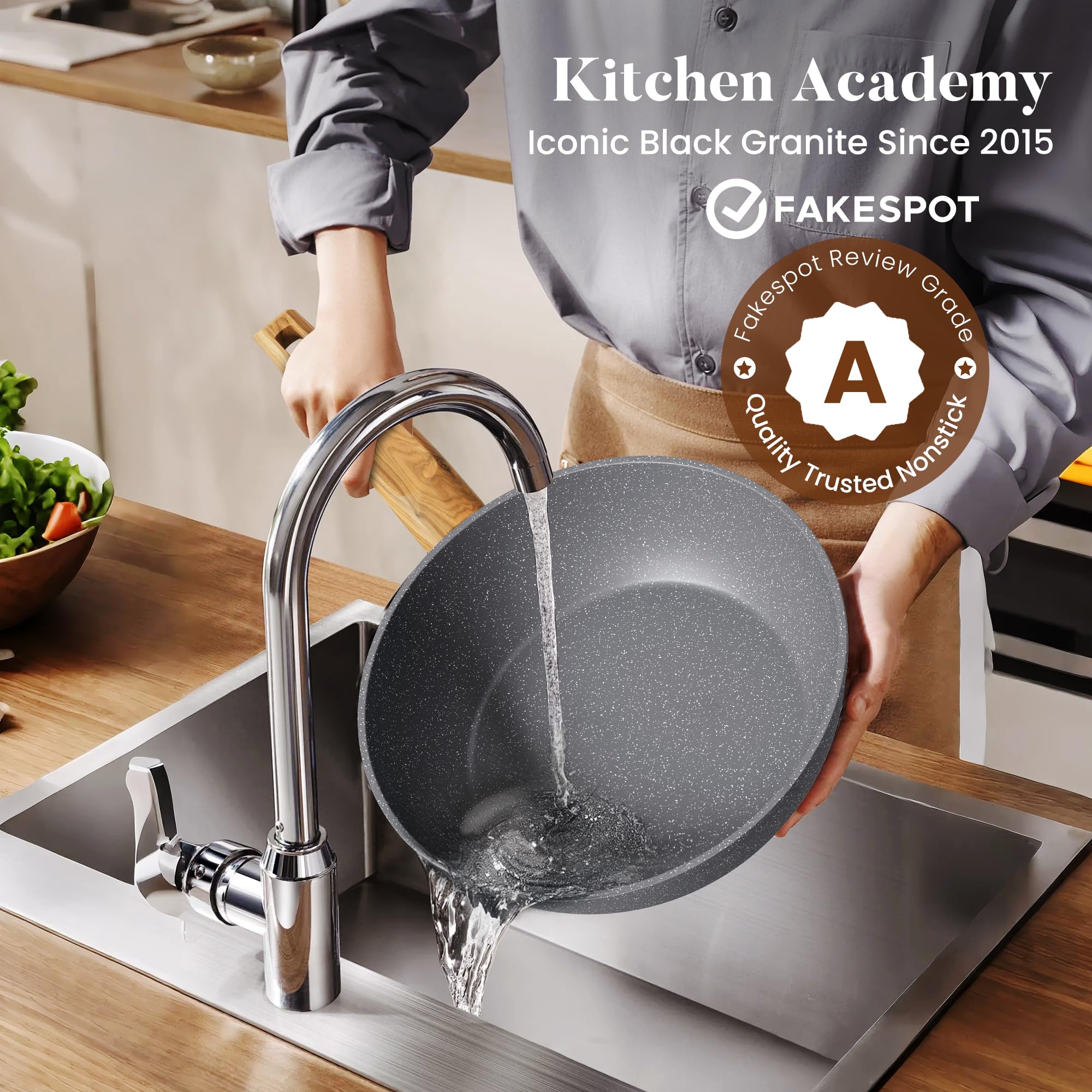 Kitchen Induction Cookware & Bakeware Set - 30 Piece Black Granite Cooking Pans Set, Non-Stick Pots and Pans Set