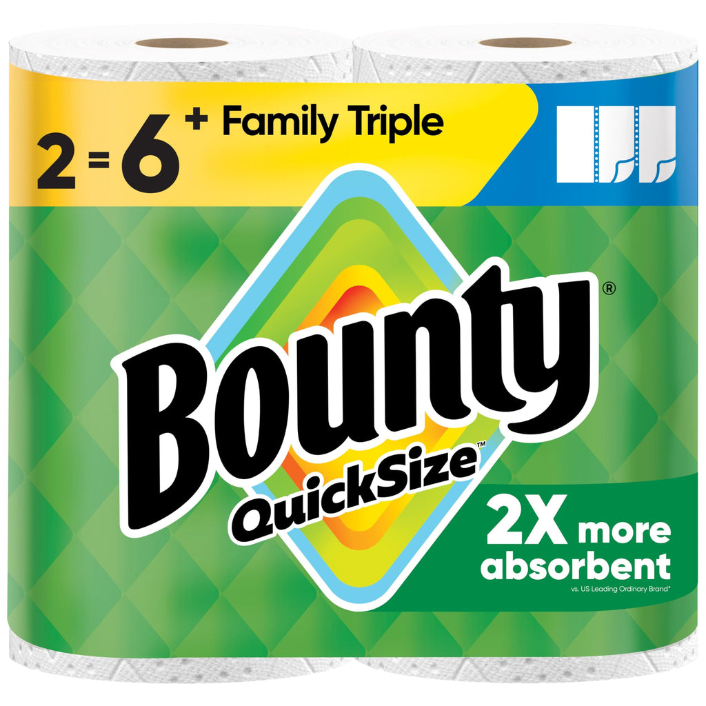 Bounty Quick-Size Paper Towels, White, 12 Family Triple = 40 Regular Rolls