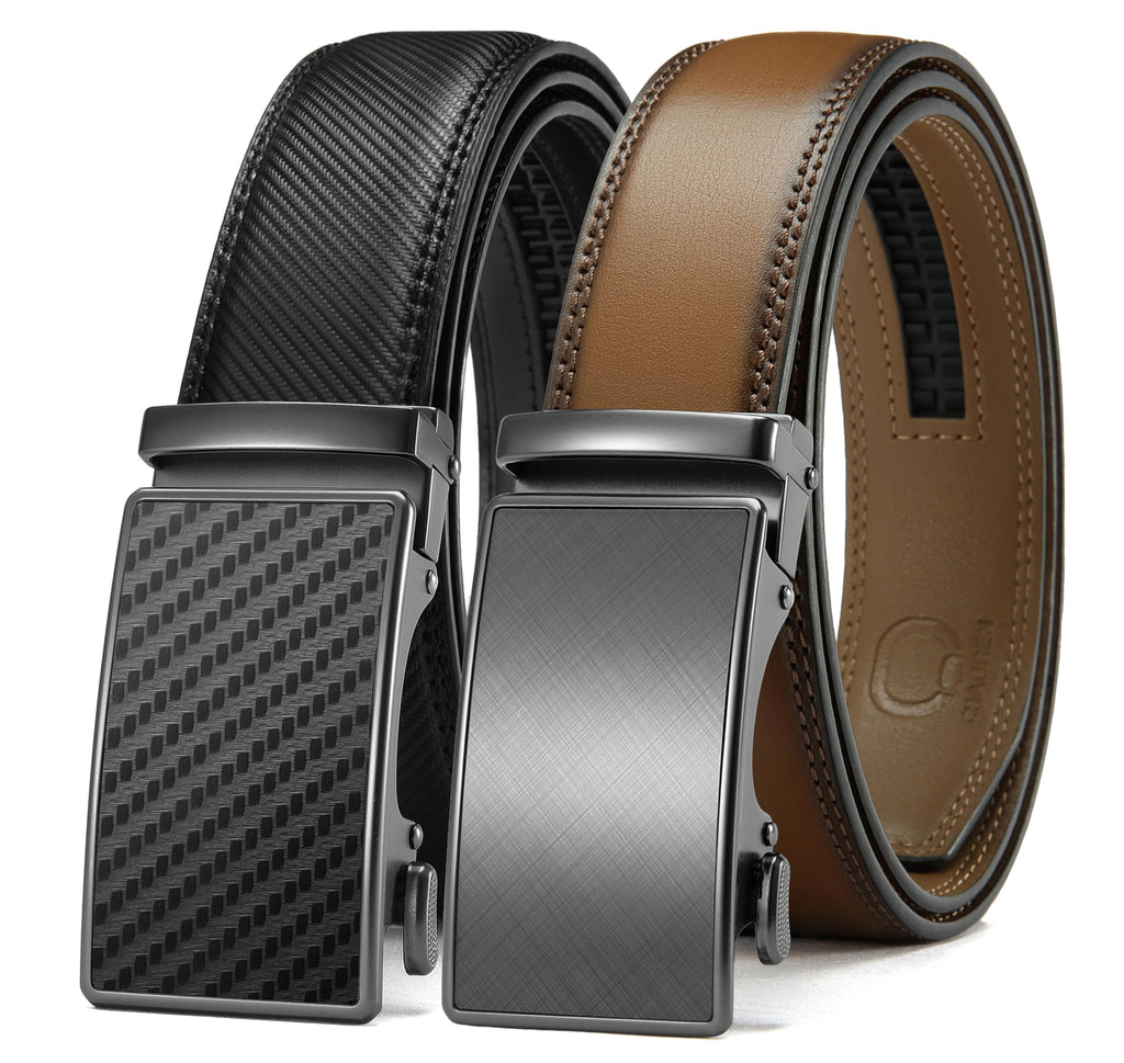 CHAOREN Leather Ratchet Belt Men 2 Pack - Customizable Fit, Effortless Style (35mm)