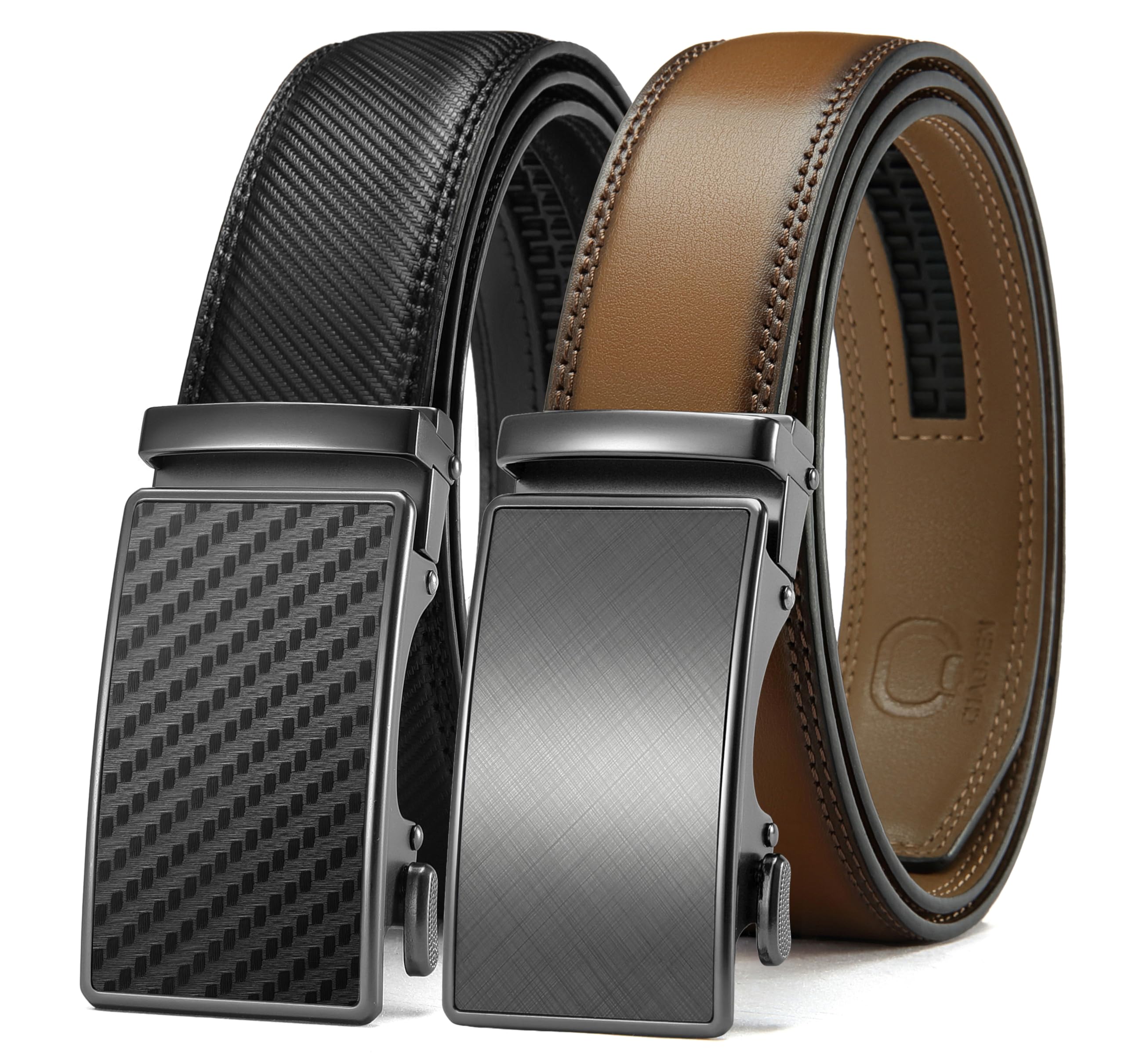 CHAOREN Leather Ratchet Belt Men 2 Pack - Customizable Fit, Effortless Style (35mm)