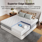 Novilla 14 Inch Queen Size Mattress,Hybrid Queen Mattress with Gel Memory Foam, Cool-to-Touch Nylon Blend & Pocketed Coils for Adaptive Body Support & Motion Isolation CertiPUR-US Certified